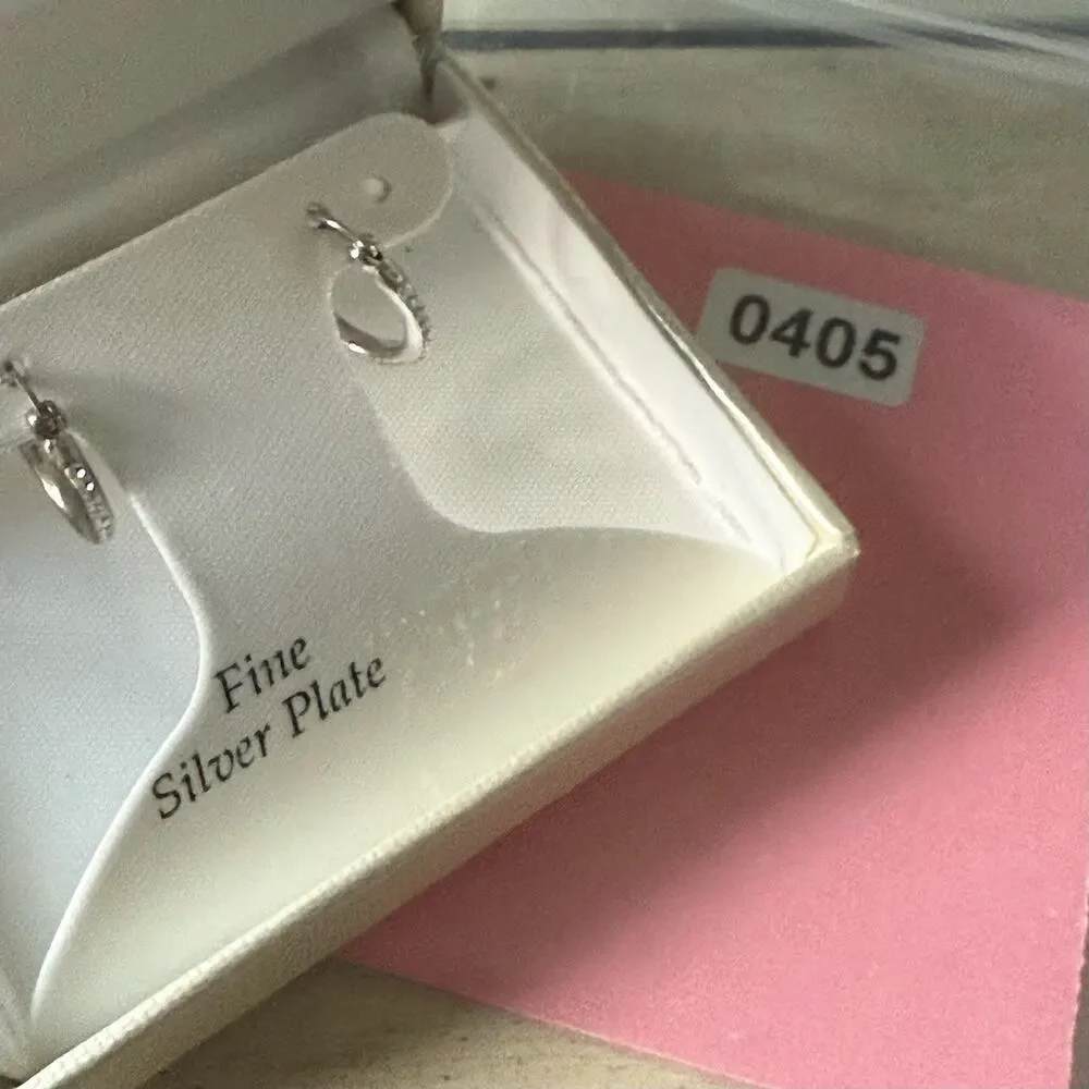 Chrystina Silver Hoop Earrings Genuine Crystal Fine‎ Silver Plated Classic